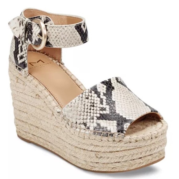 Marc Fisher Shoes - Marc Fisher 7.5 Women's Lalida Espadrille Wedge Sandals Snakeskin Print Leather